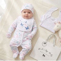 G13162: Baby Girls Butterflies 6 Piece Mesh Bag Gift Set (NB-6 Months)